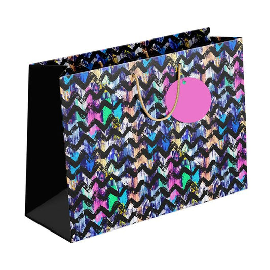 PaperPep Multicolor Painted Zig Zag Print 17"X4.75"X12.5" Gifting Paper Bag