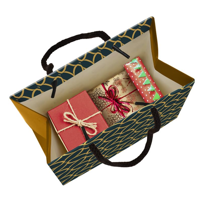 PaperPep Golden Abstract Ornamental Print 6"X3"X6" Gifting Paper Bag