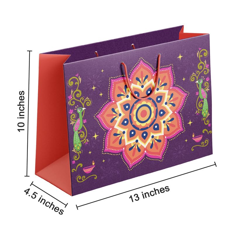 PaperPep Purple Traditional Mandala Print 10"X4.75"X13.75" Gifting Paper Bag