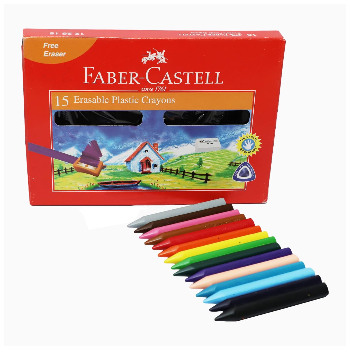 Faber-Castell Erasable Crayons 70mm, Pack of 15