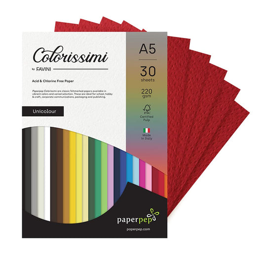 PaperPep Colorissimi 220GSM Card Stock A5 Rubino (Dark Red) Unicolor 30 Sheets