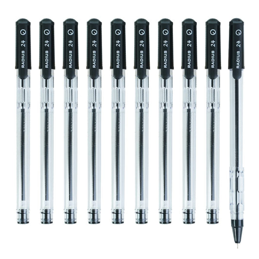 Radius 24 Ball Pen 10 Pcs, 0.7 mm, Black Ink, Pack of 1