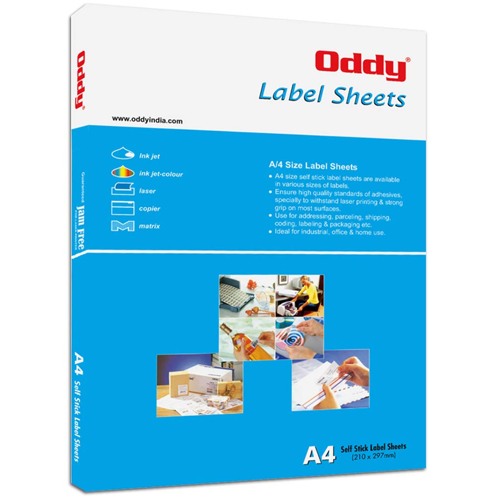 Oddy A4 self stick paper label, ST-14A4100, 14 Label/ Sheet, 100 sheets pack