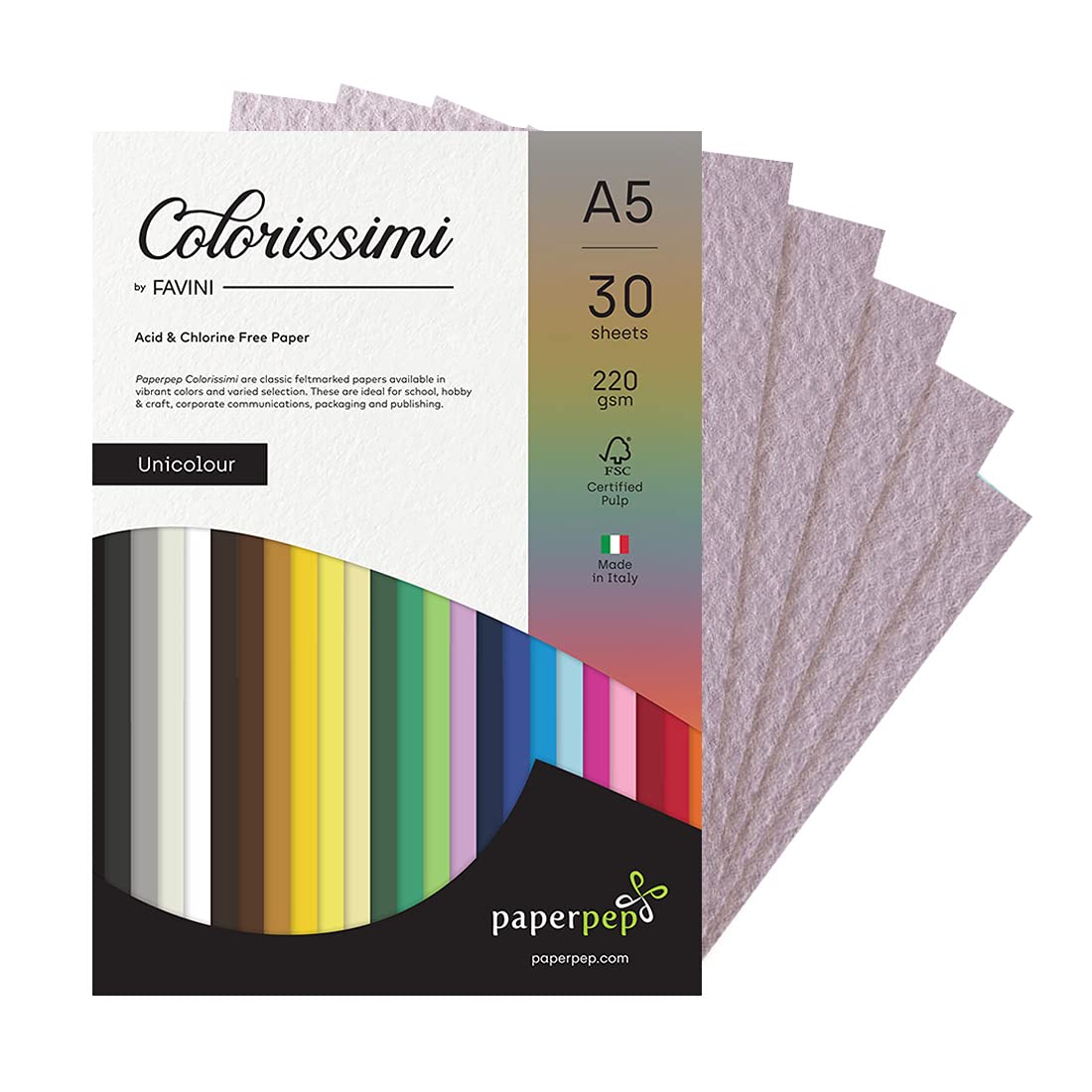 PaperPep Colorissimi 220GSM Card Stock A5 Lilla (Lavender) Unicolor 30 Sheets