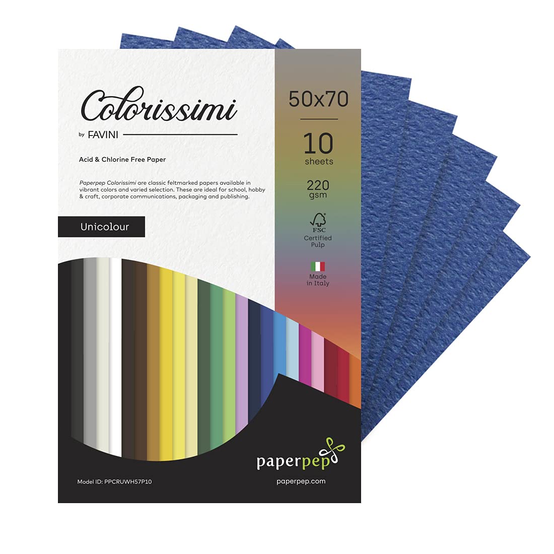 PaperPep Colorissimi 220GSM Card Stock 50X70CM Indaco (Navy Blue) Unicolor