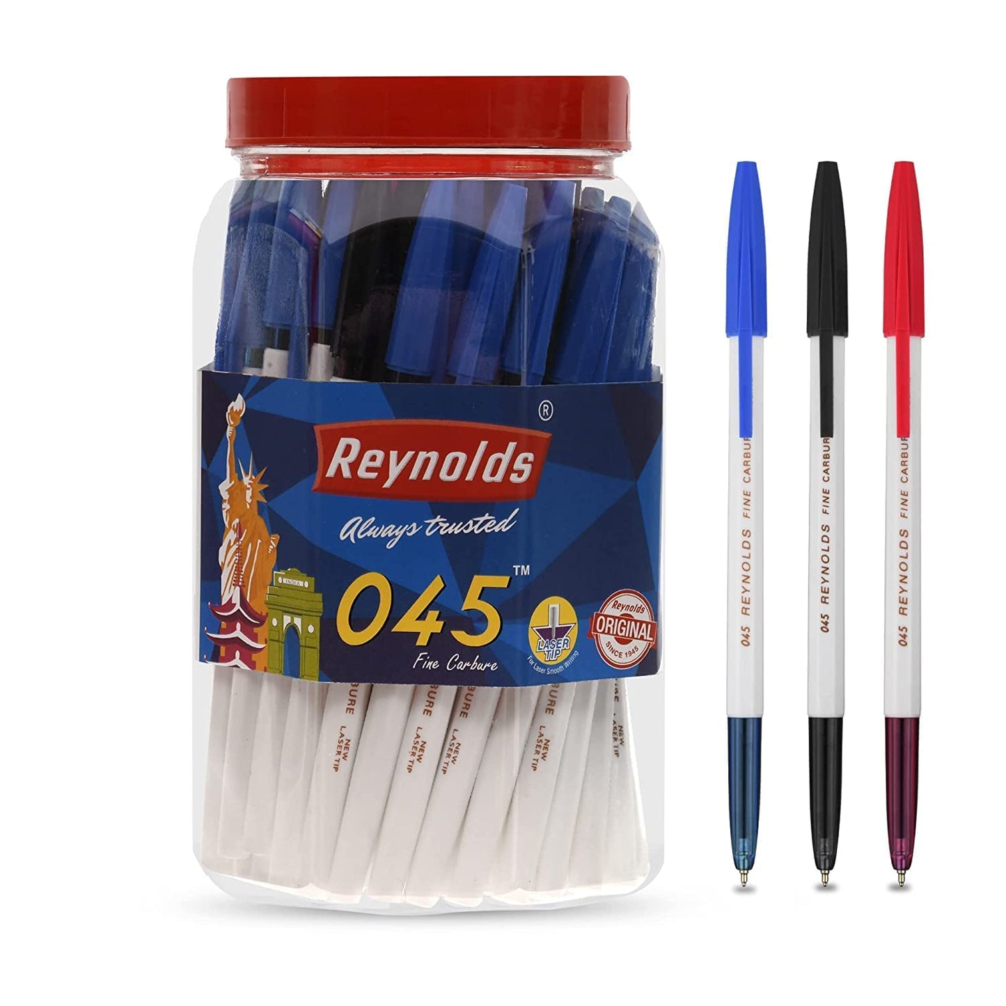 Reynolds 0.7mm 045 Carbure 50 CT pen Jar, Multicolour Ink, Pack Of 1