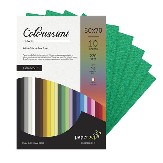 PaperPep Colorissimi 220GSM Card Stock 50X70CM Verde (Green) Unicolor