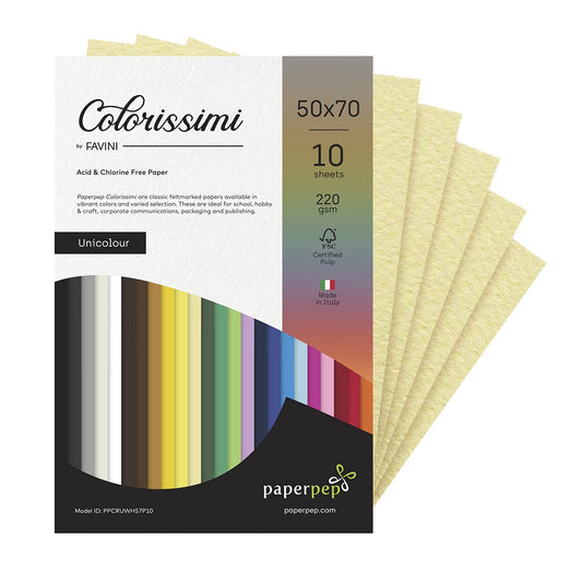 PaperPep Colorissimi 220GSM Card Stock 50X70CM Camoscio (Pastel Yellow) Unicolor