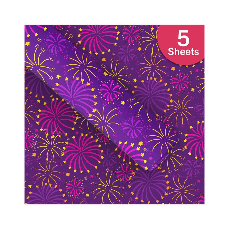 PaperPep Festive Sparkle Print 19"X29" Gift Wrapping Paper, Pack of 5