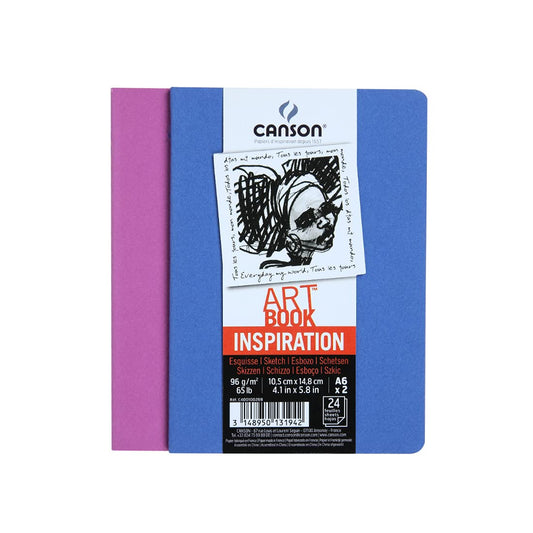 Canson Inspiration 96 GSM Light Grain A6 Hardbound Books, Ultramarine & Violet, 24 Sheets, Pack of 2