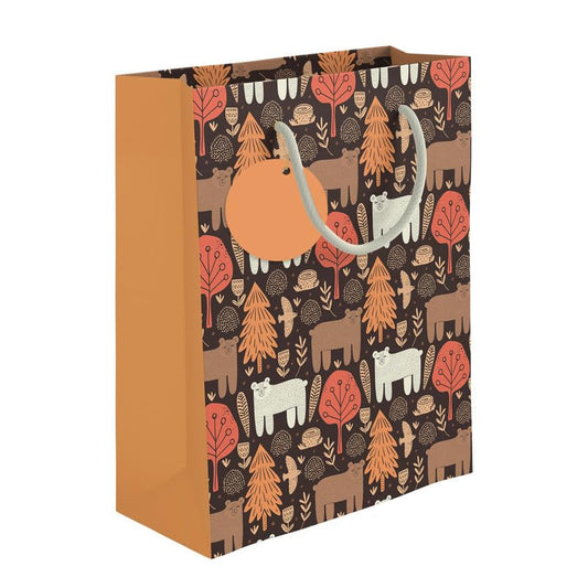 PaperPep Brown Autumn Jungle Print 9"X4"X7" Gifting Paper Bag