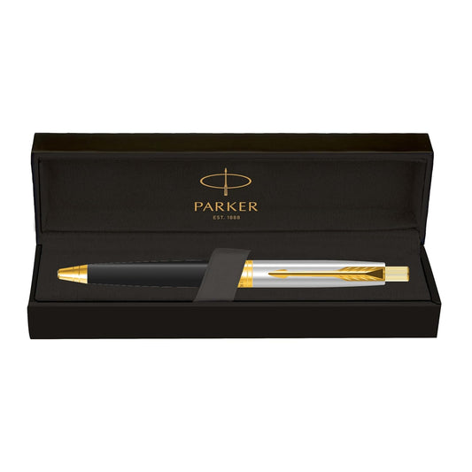 Parker Premium Aster Shiny Black body colour Gold Trim Ball Pen, Blue Ink, Pack Of 1