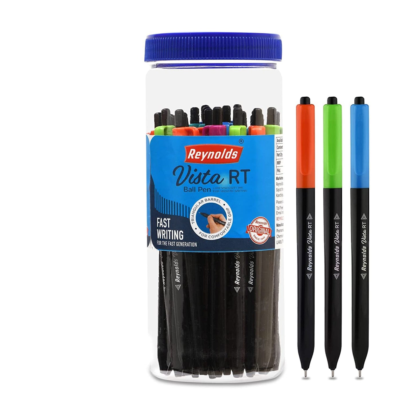 Reynolds VISTA RT BP 25 CT Pen Jar, Blue Ink, Pack Of 1