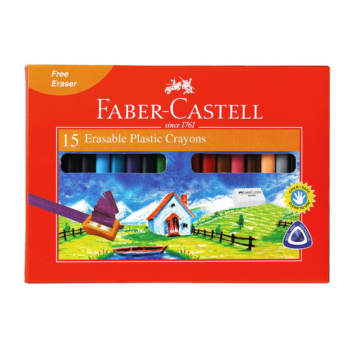 Faber-Castell Erasable Crayons 70mm, Pack of 15