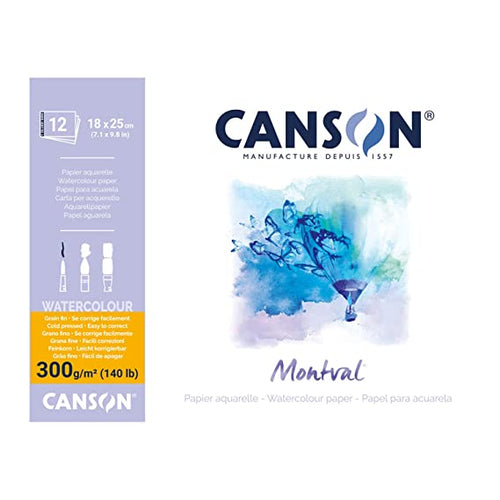 Canson Montval Aquarelle Canson Watercolour Paper, 18cmx25 cm, White, Pack of 12