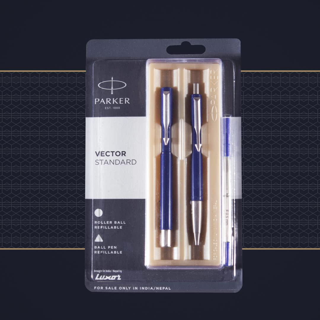 Parker Functional Vector Standard Roller Ball Pen+Ball Pen Blue Body Color