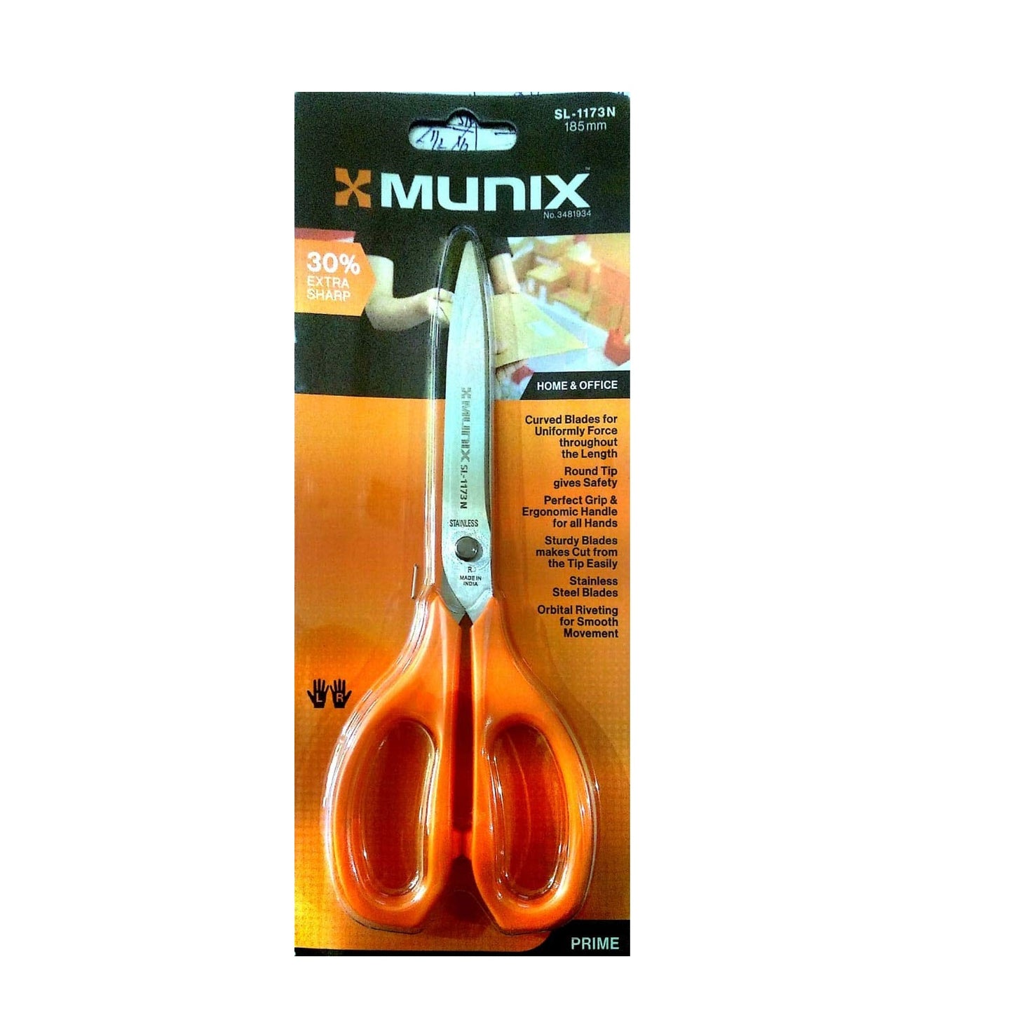 Munix Scissors For Home,Office SL-1173N 185mm, Multicolour, Pack Of 1