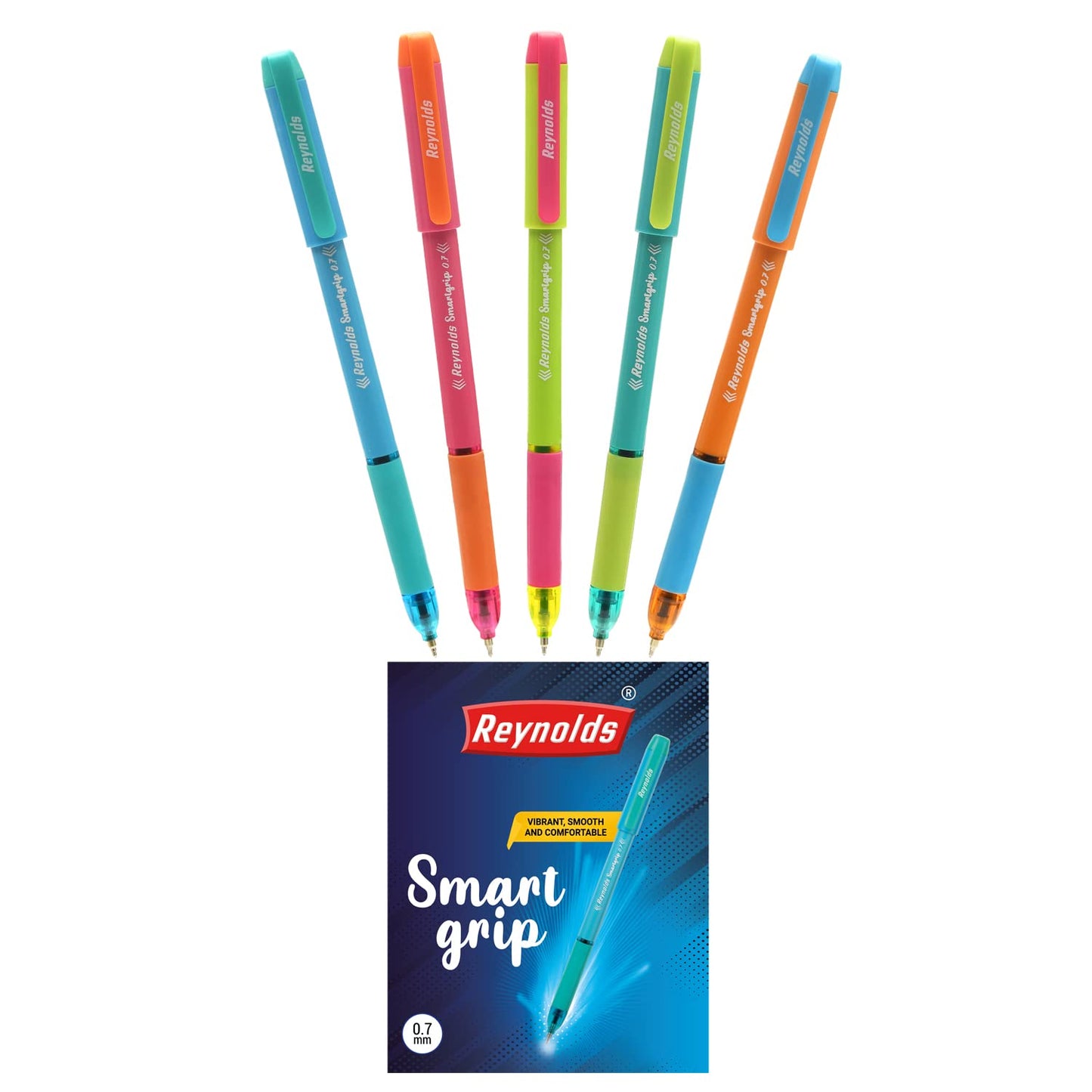 Reynolds SMARTGRIP Blue 7CT Pen, Blue Ink, Pack Of 1