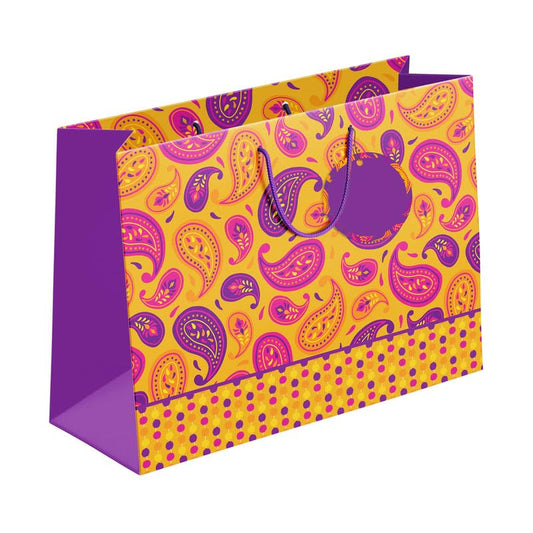 PaperPep Blue Yellow Flower Print 10"X4.75"X13.75" Gifting Paper Bag