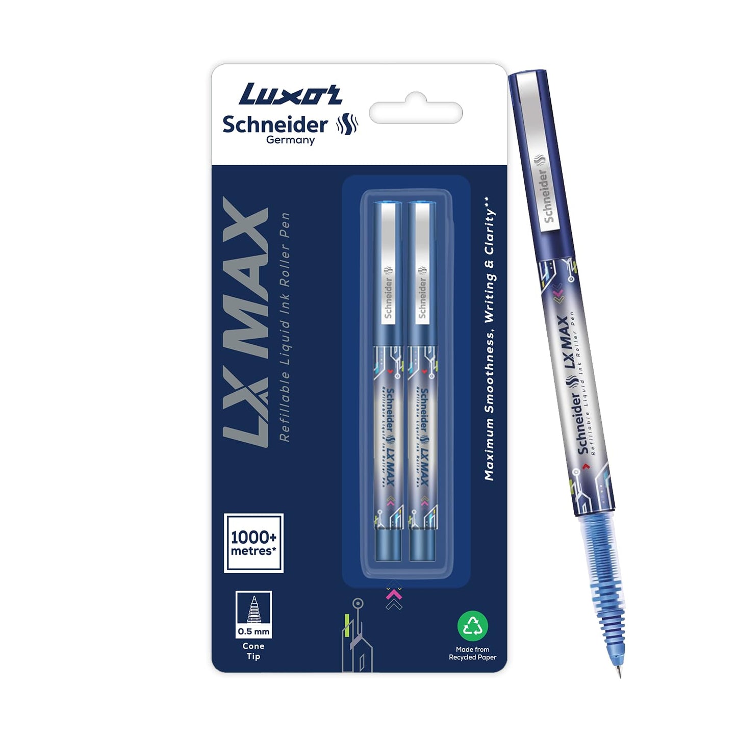 Luxor Schneider LX MAX Roller Ball Pen, Blue