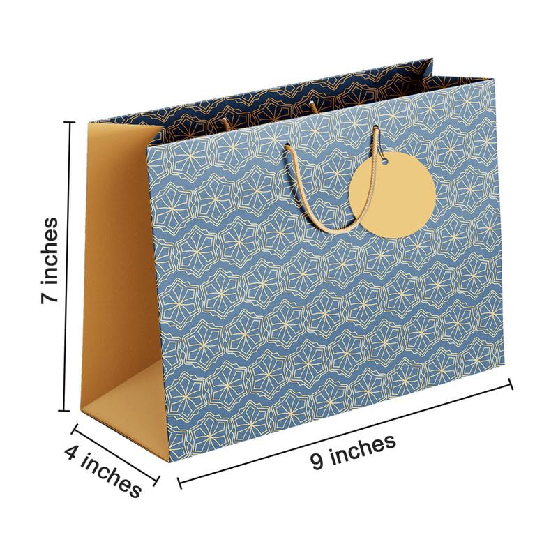 PaperPep Blue Geometric Pattern Print 9"X4"X7" Gifting Paper Bag