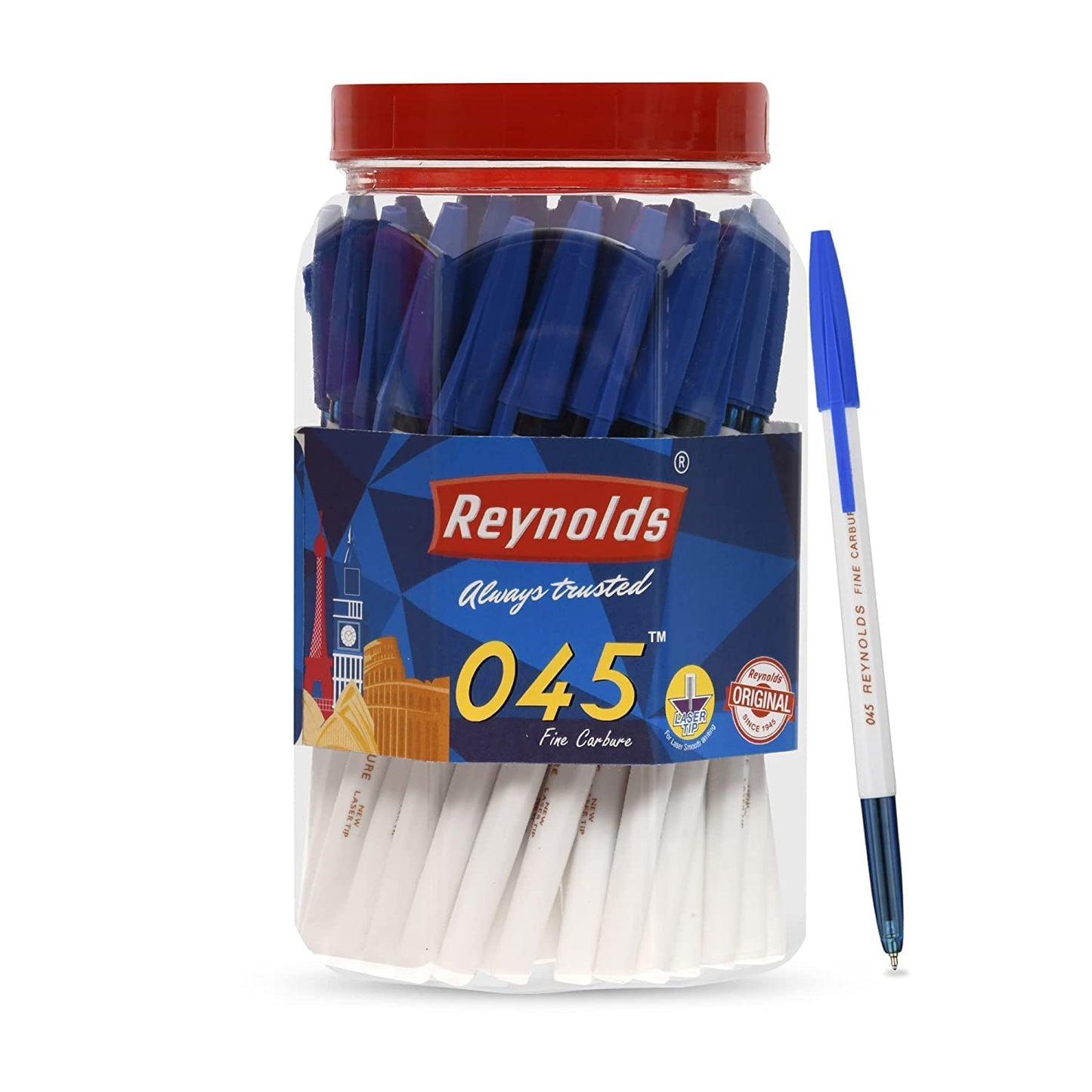 Reynolds 0.7mm 045 Carbure 25 CT pen Jar, Blue Ink, Pack Of 1