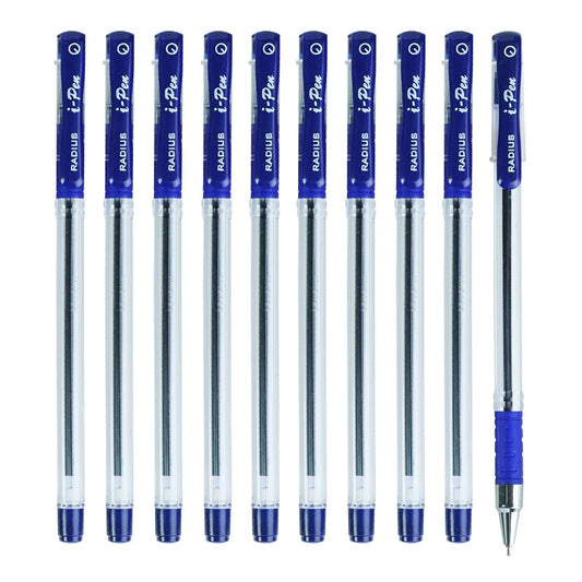 Radius i-Pen Push Cap 10 Pcs Ball Point Pen, 0.7 mm, Blue Ink, Pack of 1