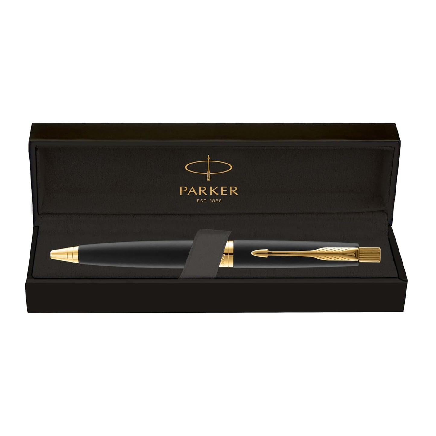 Parker Premium Aster Laque Black Gold Trim Ball Pen, Blue Ink, Pack Of 1