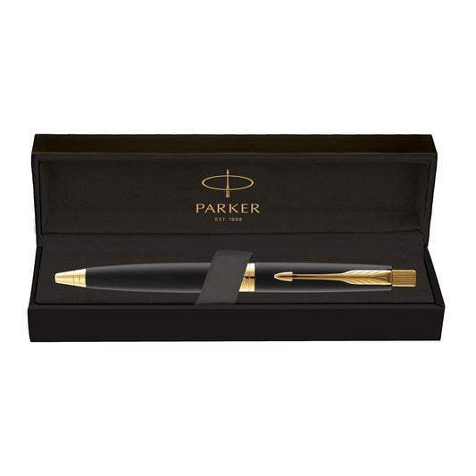 Parker Premium Aster Laque Black Gold Trim Ball Pen, Blue Ink, Pack Of 1