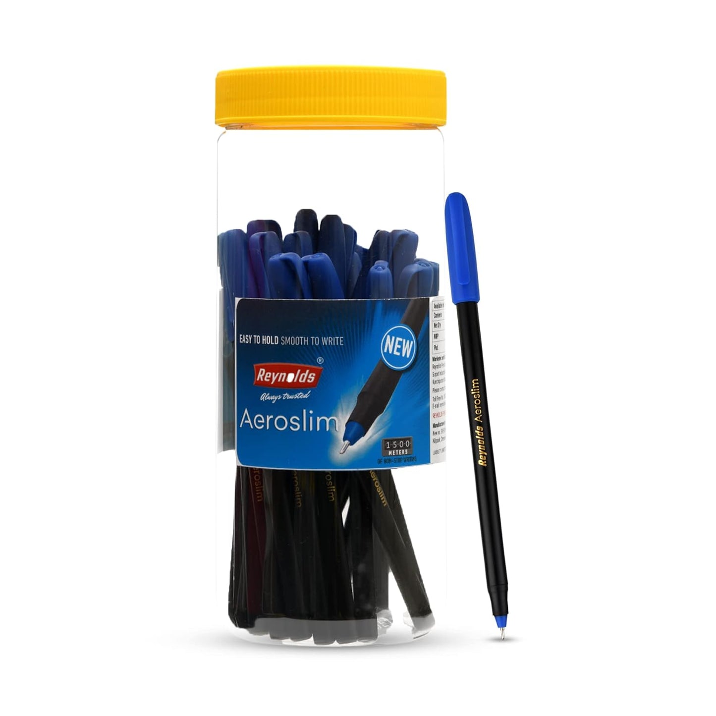 Reynolds Aeroslim Ball Pen 25 CT Pen Jar, Blue Ink, Pack Of 1