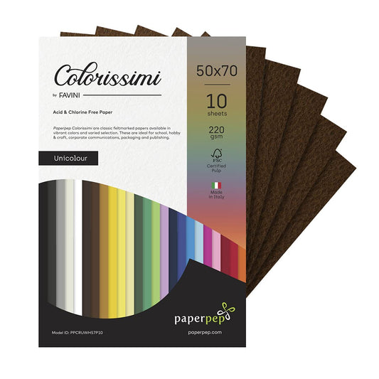 PaperPep Colorissimi 220GSM Card Stock 50X70CM Caffe (Brown) Unicolor