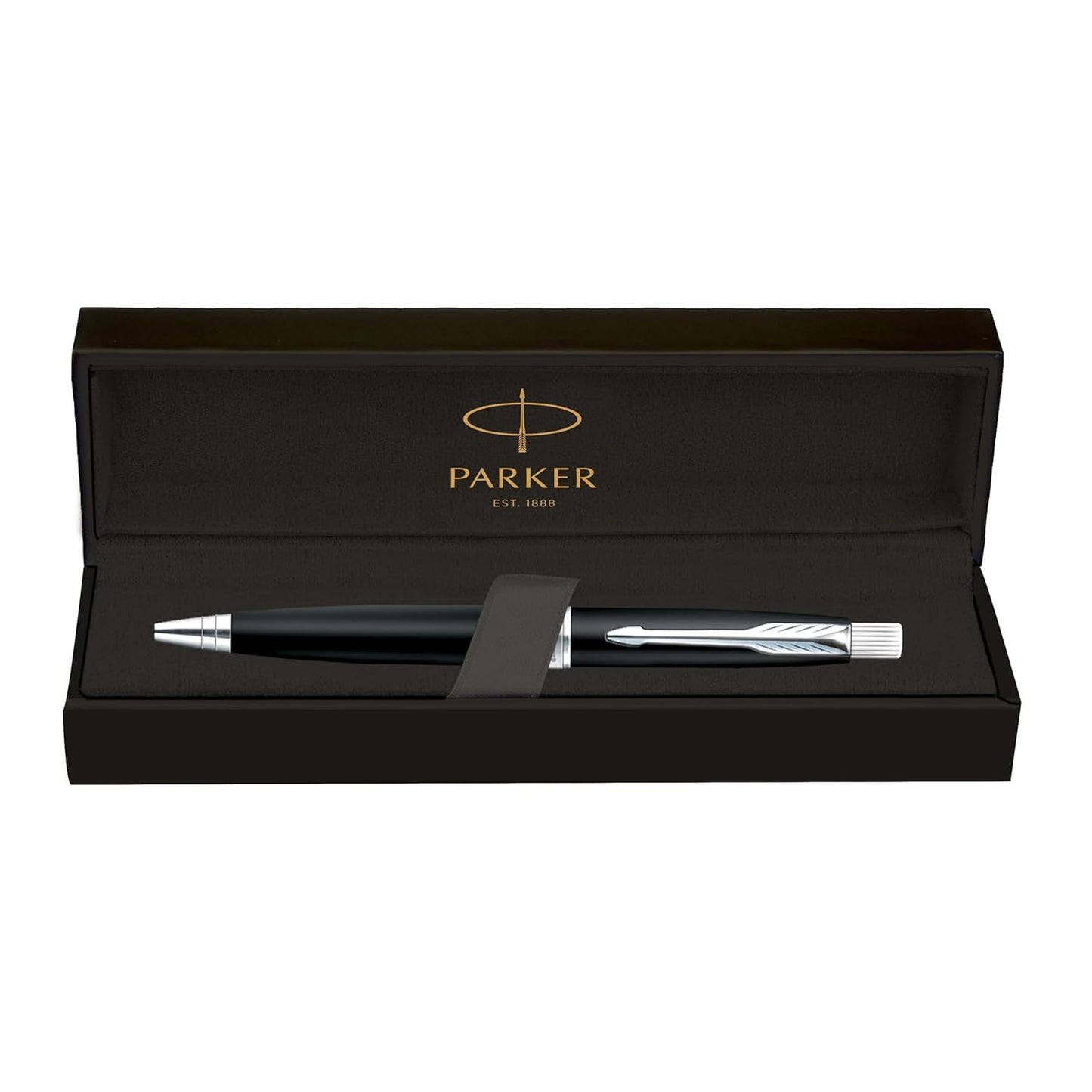 Parker Premium Aster Matte Black Chrome Trim Roller Ball Pen, Blue Ink, Pack Of 1