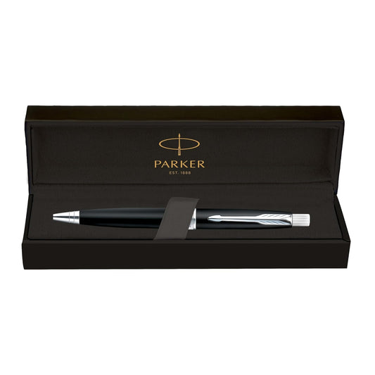 Parker Premium Aster Matte Black Chrome Trim Roller Ball Pen, Blue Ink, Pack Of 1