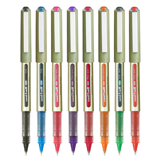 uni-ball Eye UB157 0.7mm Roller Ball Pen, Multicolour Ink, Pack of 8