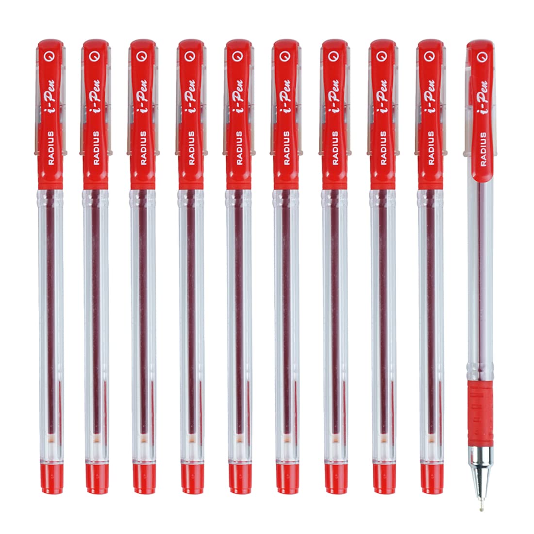 Radius i-Pen Push Cap 10 Pcs Ball Point Pen, 0.7 mm, Red Ink, Pack of 1