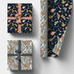 PaperPep Blue & Grey Floral & Moth Double Sides Print 19"X29" Gift Wrapping Paper, Pack of 5