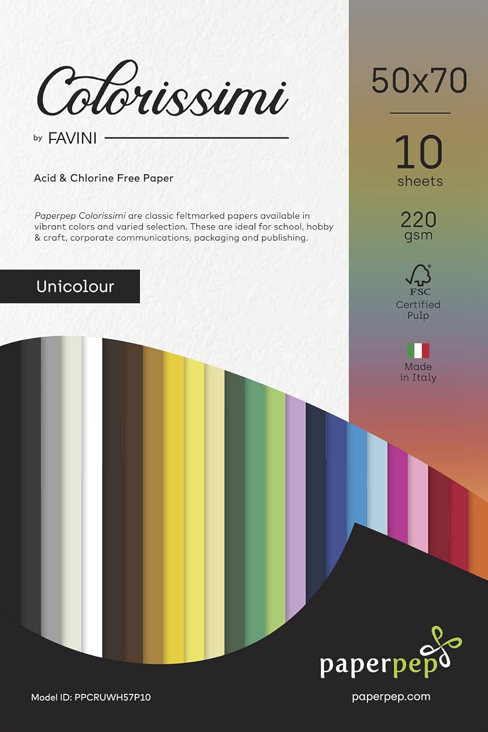 PaperPep Colorissimi 220GSM Card Stock 50X70CM Indaco (Navy Blue) Unicolor