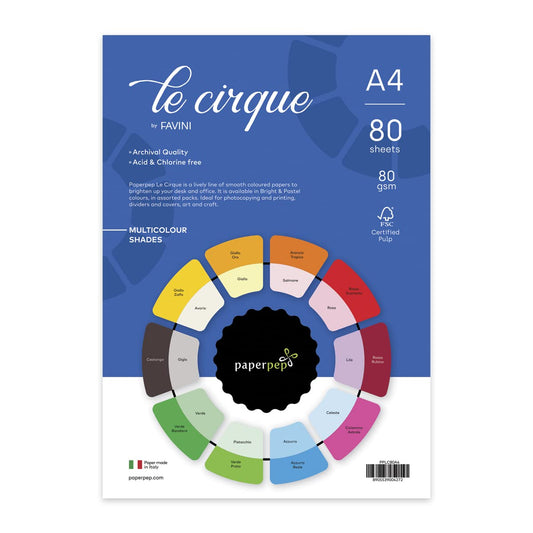 PaperPep Le Cirque 80GSM A4 Multicolor Shades Assorted Pack of 80 Sheets