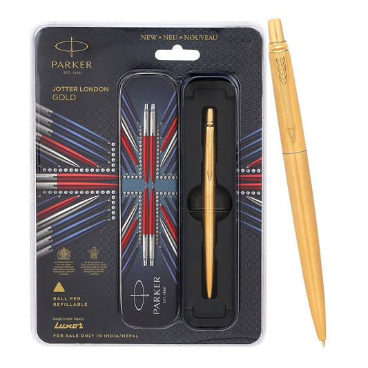 Parker Functional Jotter Gold Trim Ball Pen, Blue Ink