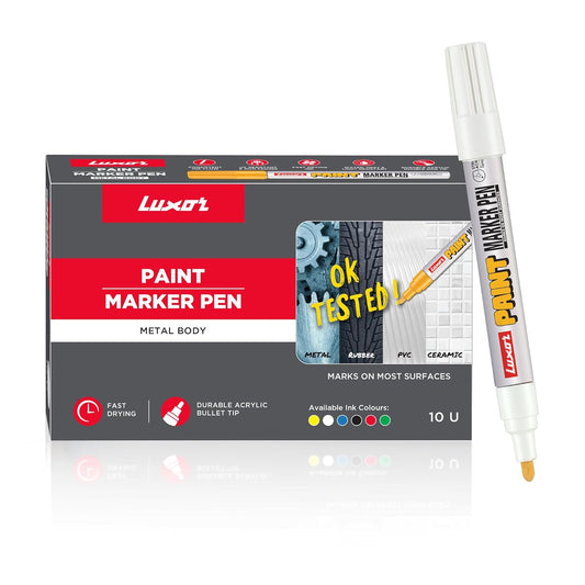 Luxor 902 Paint Fine Point Tip Marker, White, Box of 10