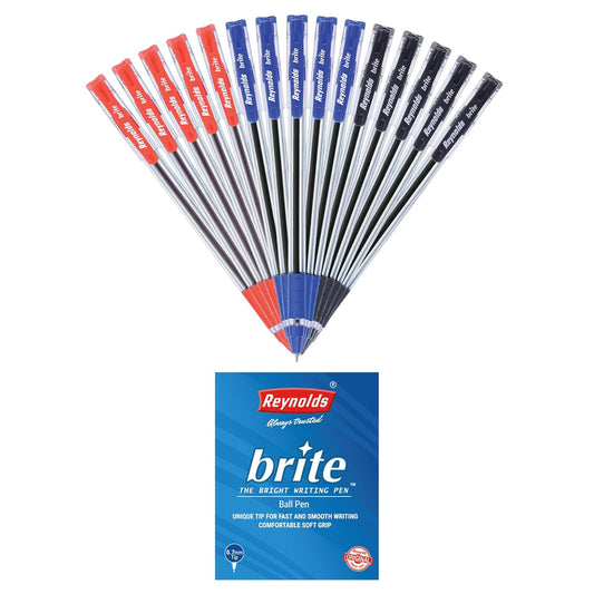 Reynolds BRITE BP 15 CT Ball Pen, (5 BLUE, 5 BLACK, 5 RED), Pack of 1