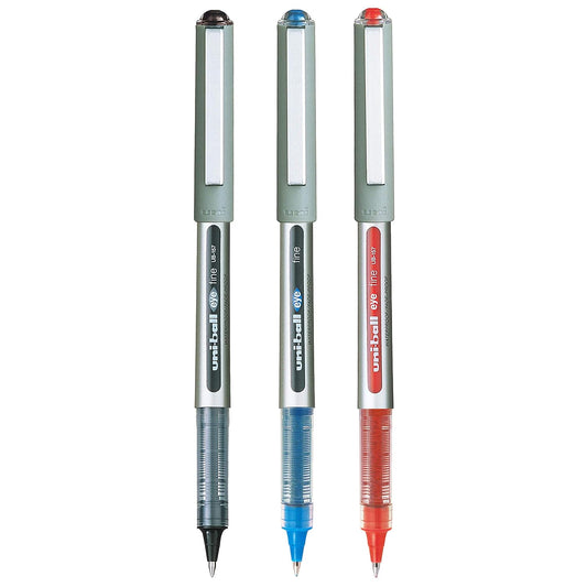 uni-ball Eye UB157 0.7mm Roller Ball Pen (Blue, Black & Red Ink, Pack of 3)