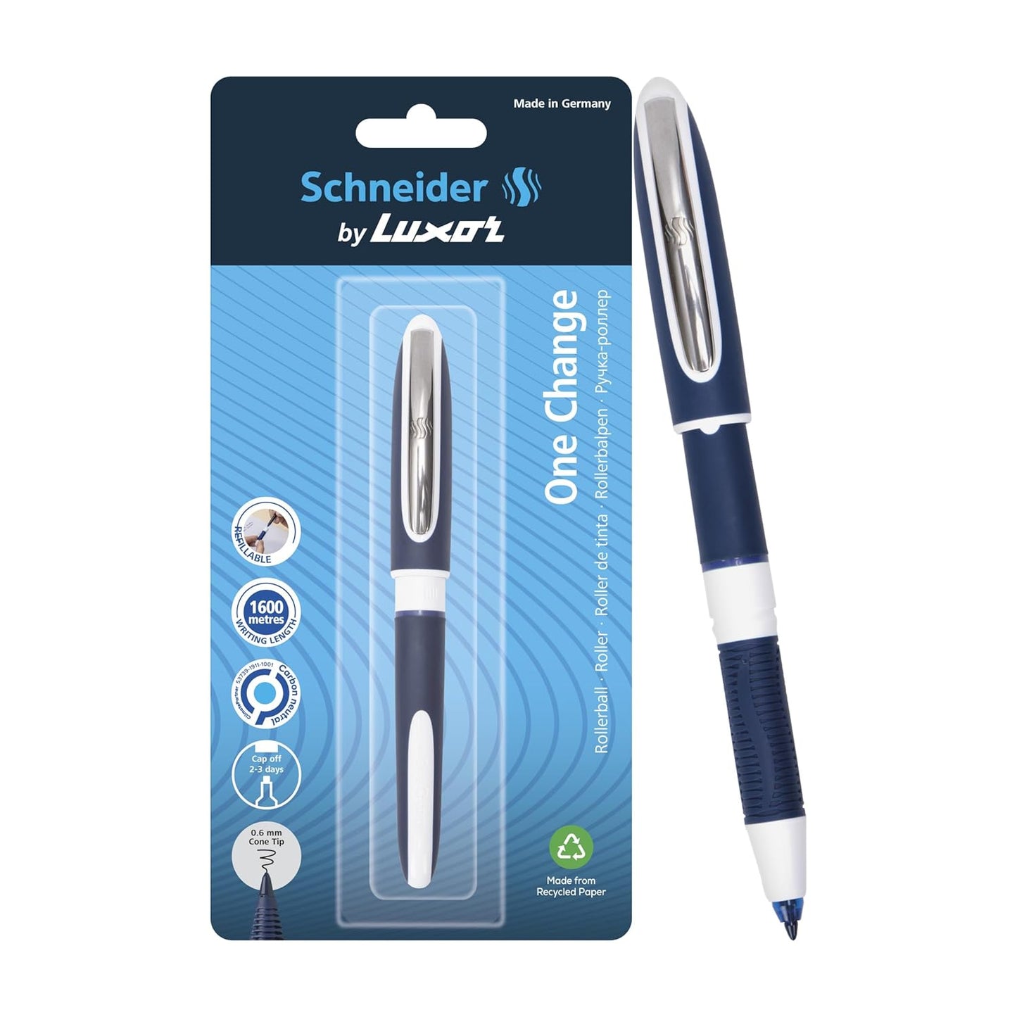 Luxor Schneider, One Change, Rollerball Pen, Pack of 1, Ink Colour- Blue