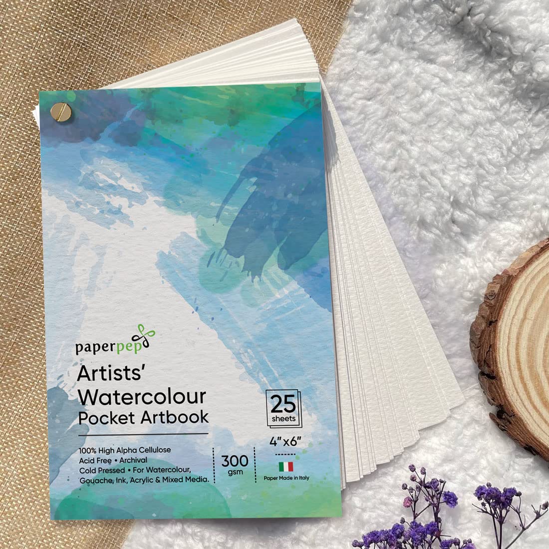 PaperPep Watercolour Pocket ArtBook 300GSM 4"X6" 25 Sheets