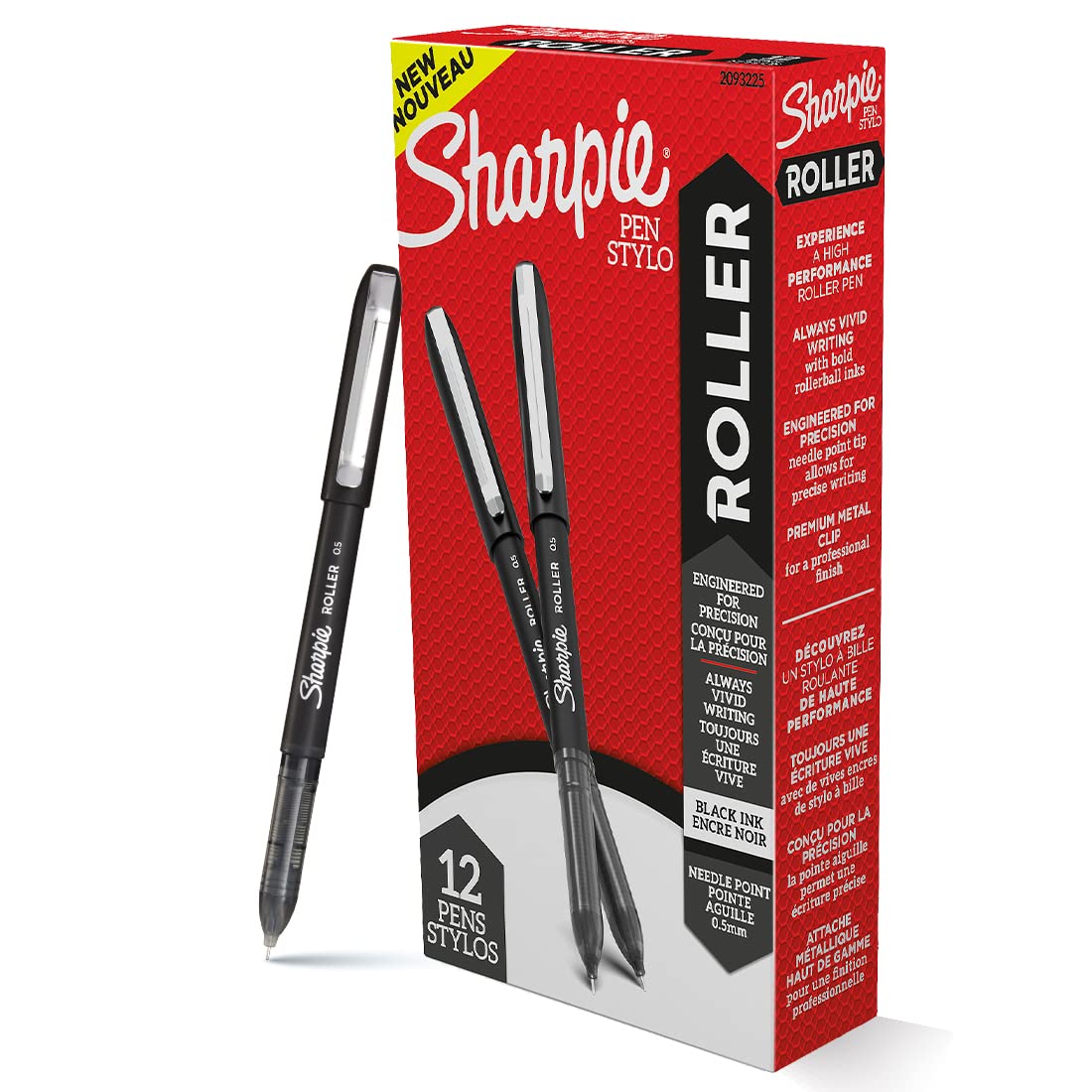 Sharpie 0.5MM 12 Pcs Roller Ball Pen, Black, Pack Of 1