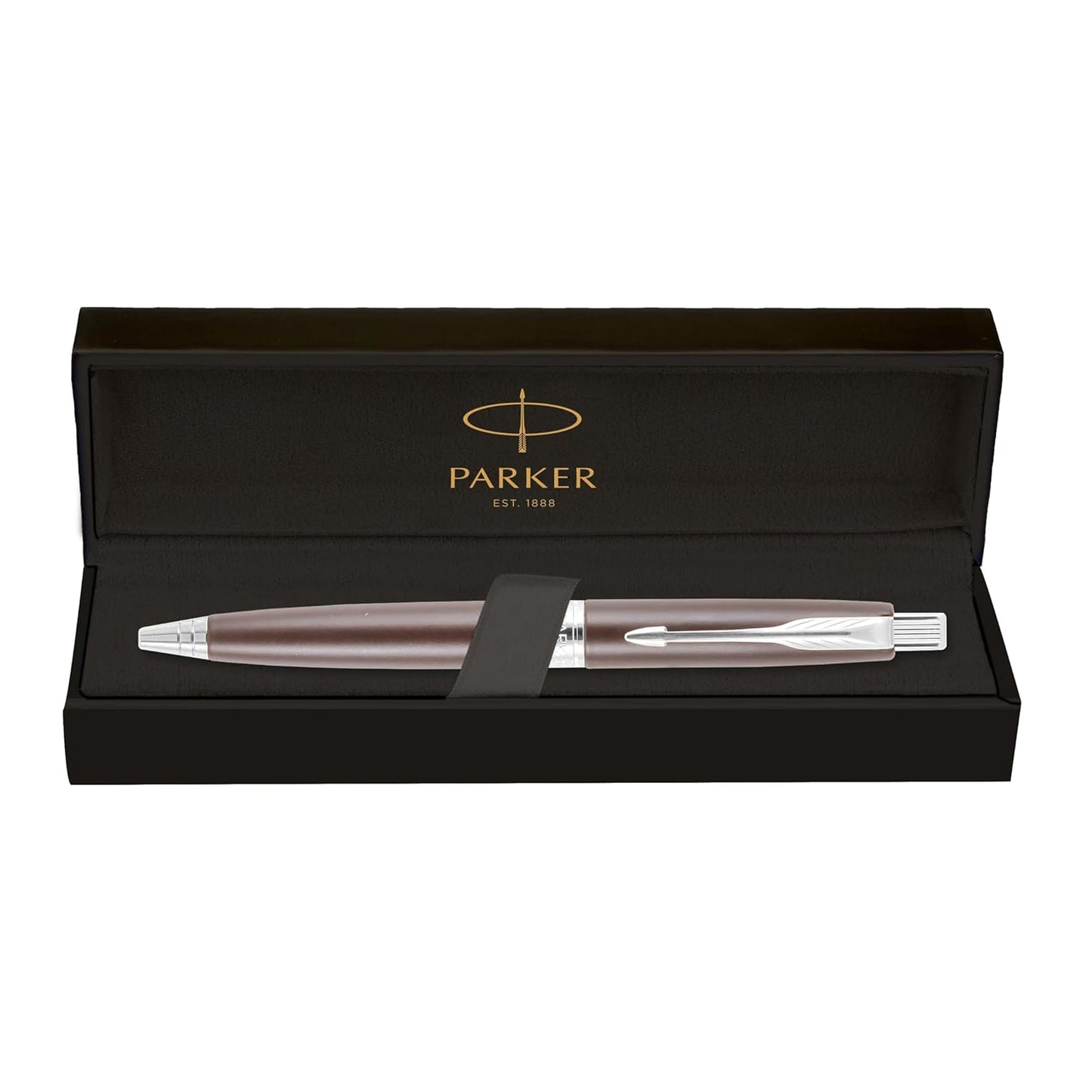 Parker Premium Aster Matte Brown Chrome Trim Ball Pen, Blue Ink, Pack Of 1