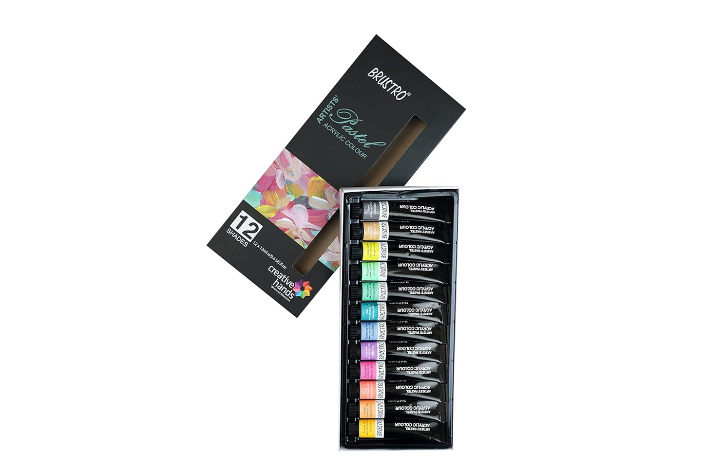 BRUSTRO Artists Acrylic Pastel Colour, Set of 12 Colours X 12ML Tubes