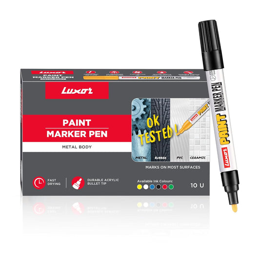 Luxor Paint Marker in Classic Black, Pack of 10, Ideal for Vibrant Art Projects and Craftworks