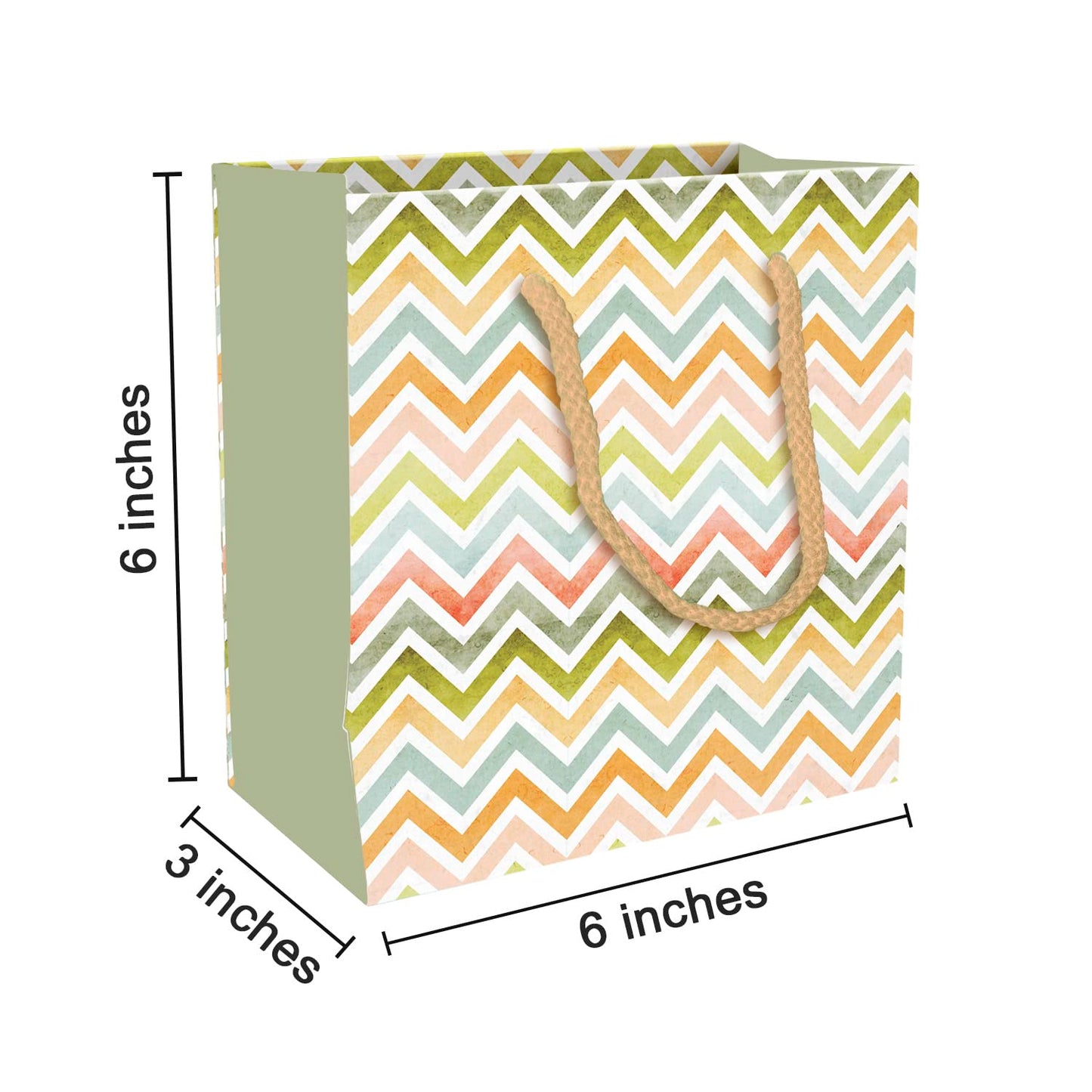 PaperPep Multicolor Zig Zag Lines Print 6X6X3 Gifting Paper Bag