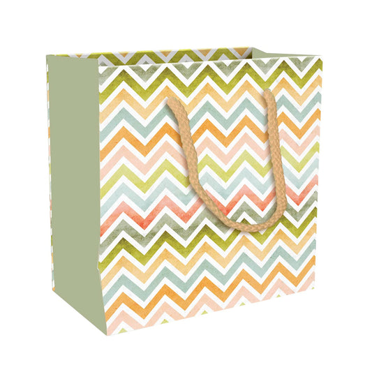 PaperPep Multicolor Zig Zag Lines Print 6"X6"X3" Gift Paper Bag Pack of 6 | Gift Bags for Return Gifts, Presents, Weddings, Birthday, Holiday Presents, Celebrations